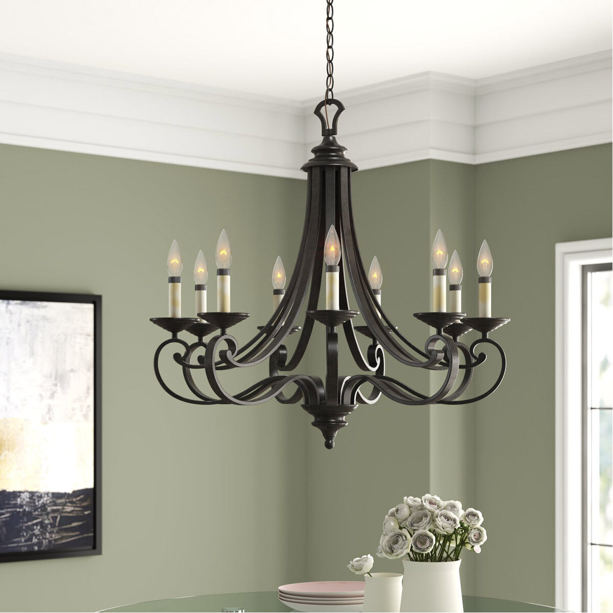 Barcelona 9 Light 28 inch Natural Iron Chandelier Ceiling Light
